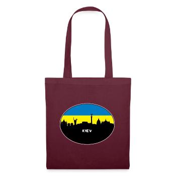 Kiew-Ukraine-Flaggen-Skyline-Schattenbild-Reise - Stoffbeutel - Burgunderrot - Vorne