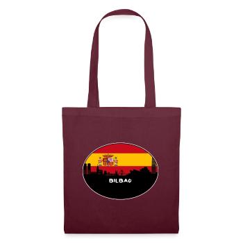 Bilbao Spanien Flagge Skyline Silhouette Reisen - Stoffbeutel - Burgunderrot - Vorne