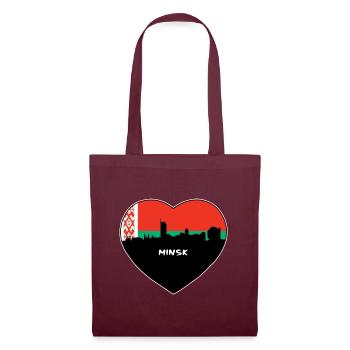 Minsk Weißrussland Flagge Skyline Reise Souvenir - Stoffbeutel - Burgunderrot - Vorne