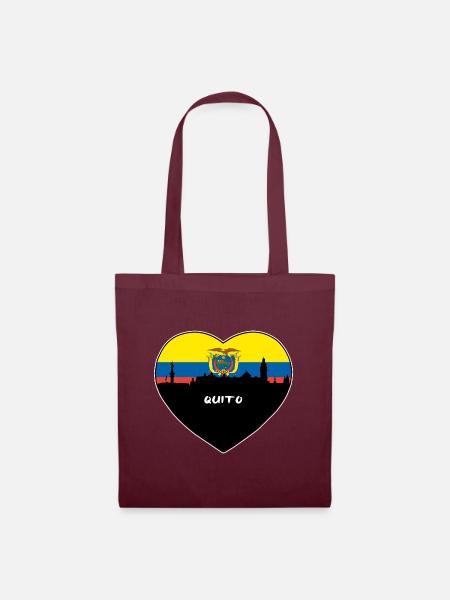 Quito Equador Flagge Skyline Reise Souvenir - Stoffbeutel - Burgunderrot