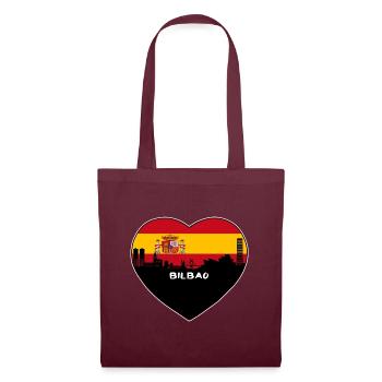 Bilbao Spanien Flagge Skyline Reise Souvenir - Stoffbeutel - Burgunderrot - Vorne