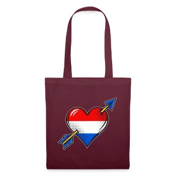 Holland Flagge Herz mit Pfeil - Stoffbeutel - Burgunderrot - Vorne