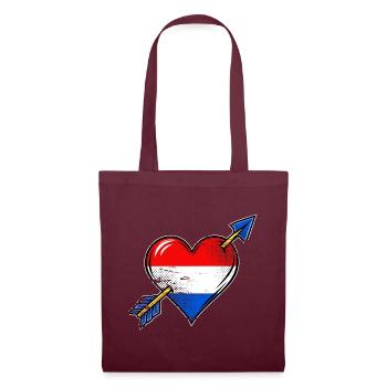 Holland Flagge Herz mit Pfeil used look - Stoffbeutel - Burgunderrot - Vorne