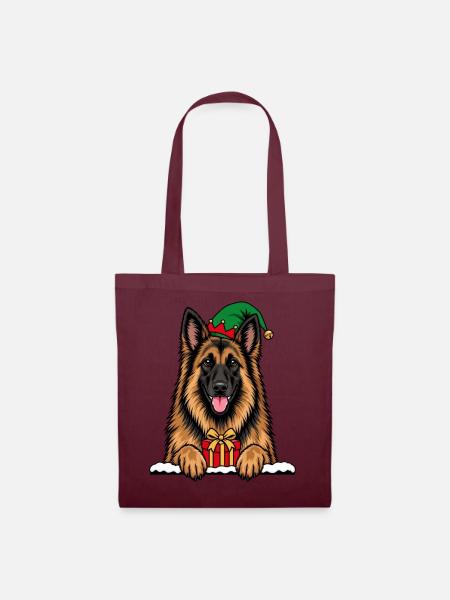 Weihnachten Tervueren Belgischer Schäferhund - Stoffbeutel - Burgunderrot
