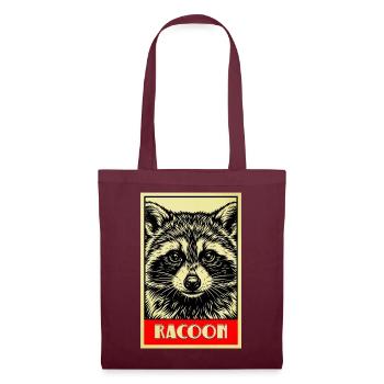 Waschbär Retro Illustration Vintage Raccoon - Stoffbeutel - Burgunderrot - Vorne