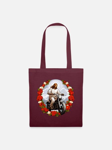 Motorrad Jesus - Stoffbeutel - Burgunderrot