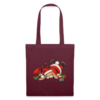 Lustiger gefallener Hase Winter-Paket-Hasen-Humor - Stoffbeutel - Burgunderrot - Vorne
