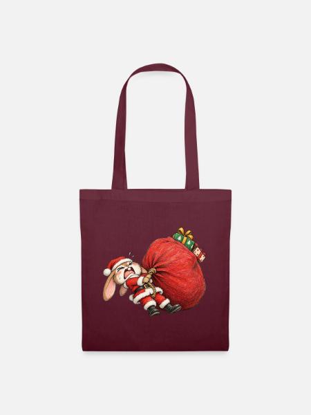 Lustiger Hasen-Riesensack-Winter-Hasen-Humor - Stoffbeutel - Burgunderrot