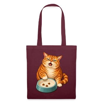 Futternapf-Drama – Empörte orange Katze - Stoffbeutel - Burgunderrot - Vorne