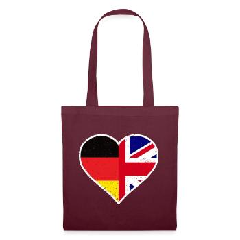 Germany Great Britain Vintage Heart - Stoffbeutel - Burgunderrot - Vorne
