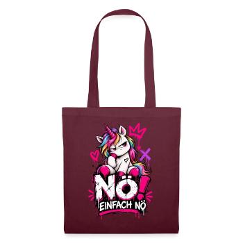NO! Einhorn Graffiti Punk - Stoffbeutel - Burgunderrot - Vorne