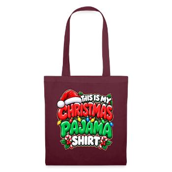 Weihnachts Pajama Shirt Spruch - Stoffbeutel - Burgunderrot - Vorne