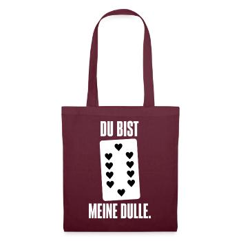 Du bist meine Dulle – Doppelkopf Liebe Partner - Stoffbeutel - Burgunderrot - Vorne