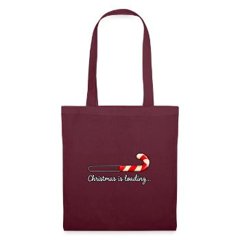 Christmas is loading – Weihnachten Loading Candy - Stoffbeutel - Burgunderrot - Vorne