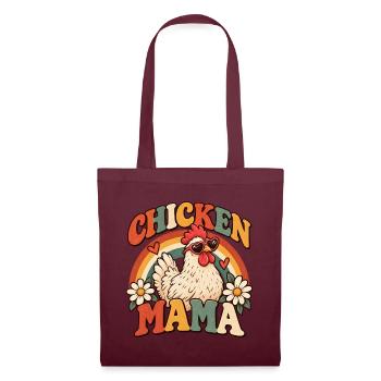 Chicken Mama Lustiges Retro Bauer Hühner Mutter - Stoffbeutel - Burgunderrot - Vorne