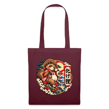 Bake Tanuki: Japans schelmischer Yokai - Stoffbeutel - Burgunderrot - Vorne