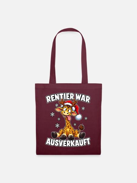 Rentier war ausverkauft Giraffe - Stoffbeutel - Burgunderrot