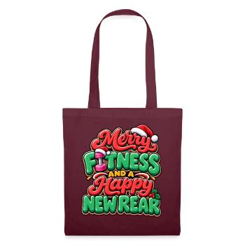 Fröhliche Fitness und Neues Outfit - Stoffbeutel - Burgunderrot - Vorne