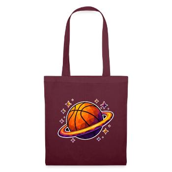 Basketball Planet Ring Weltraum Low Poly T-Shirt - Stoffbeutel - Burgunderrot - Vorne