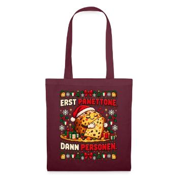 Erst Panettone. Dann Personen. - Stoffbeutel - Burgunderrot - Vorne