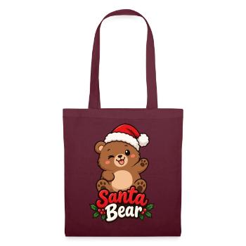 Santa Bear – Niedlicher Weihnachtsbär - Stoffbeutel - Burgunderrot - Vorne