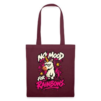 No Mood For Rainbows Lustiges Anti Einhorn Design - Stoffbeutel - Burgunderrot - Vorne