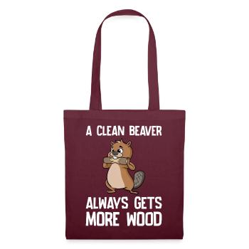A Clean Beaver Always Gets More Wood Biber Holz - Stoffbeutel - Burgunderrot - Vorne