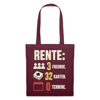 Rente 3 Freunde 32 Karten 0 Termine – Skat - Stoffbeutel - Burgunderrot - Vorne