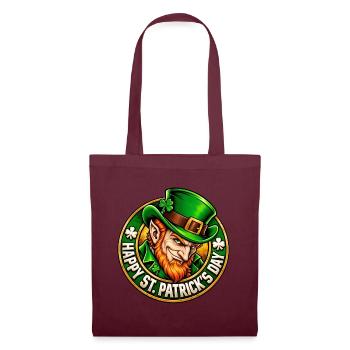 Grüner Leprechaun Charme - Stoffbeutel - Burgunderrot - Vorne