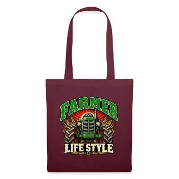 Farmer Life Style Traktor-Grafik - Stoffbeutel - Burgunderrot - Vorne