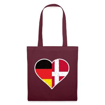 Germany x Denmark Vintage Heart - Stoffbeutel - Burgunderrot - Vorne