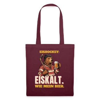 Eishockey und Bier - Eiskalt - Stoffbeutel - Burgunderrot - Vorne