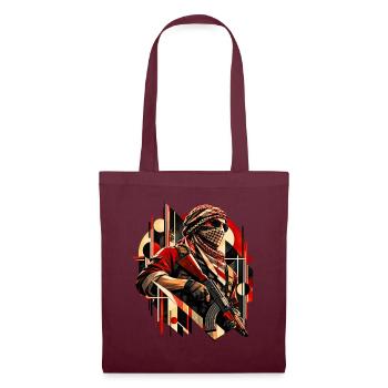 Kaempfer Motiv - Geschenk für Taktik Gamer - Stoffbeutel - Burgunderrot - Vorne