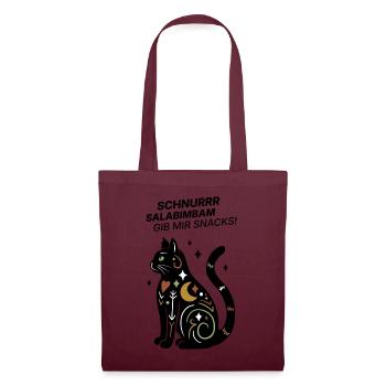 Schnurrrsalabimbam - Gib mir Snacks! - Katze - Stoffbeutel - Burgunderrot - Vorne