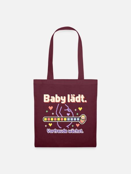 Baby Loading Schwangerschaft werdende Mama - Stoffbeutel - Burgunderrot