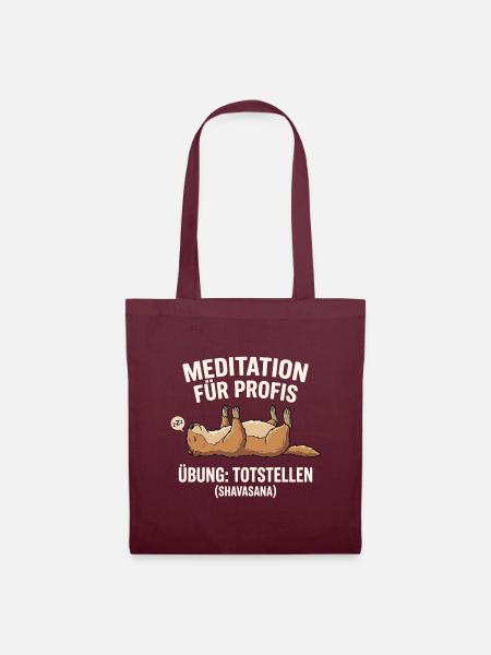 Murmeltier Meditation - Stoffbeutel - Burgunderrot