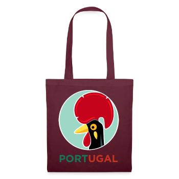 Hahn von Barcelos, Portugal - Stoffbeutel - Burgunderrot - Vorne