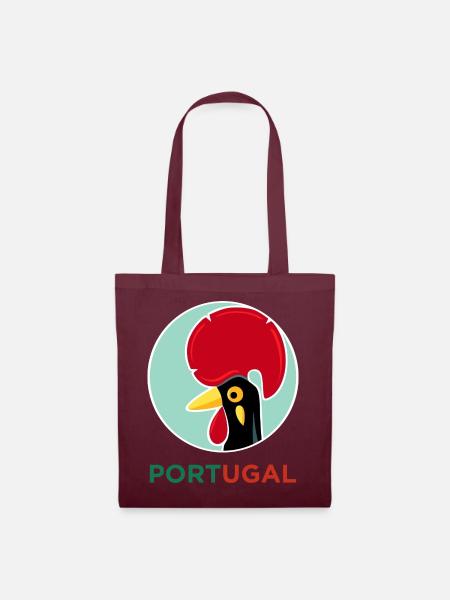 Hahn von Barcelos, Portugal - Stoffbeutel - Burgunderrot