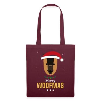 Merry Woofmas Deutscher Schäferhund-Weihnachtspullover - Stoffbeutel - Burgunderrot - Vorne