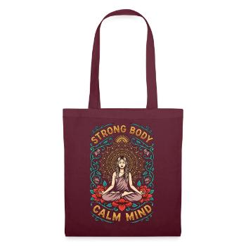Yoga Instructor Strong Body Calm Mind Meditation - Stoffbeutel - Burgunderrot - Vorne