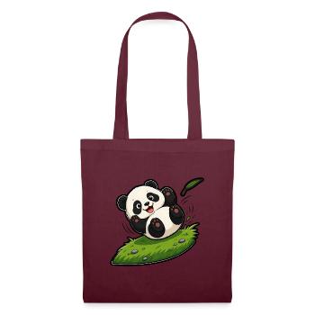 Kugel Panda Baby Rollen Hügel Comic Kinder T-Shirt - Stoffbeutel - Burgunderrot - Vorne