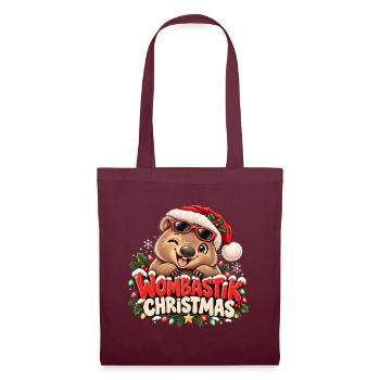 Wombastik Christmas Wombat mit Sonnenbrille - Stoffbeutel - Burgunderrot - Vorne