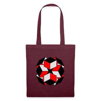 Roter geometrischer Würfel Schwarz - Stoffbeutel - Burgunderrot - Vorne