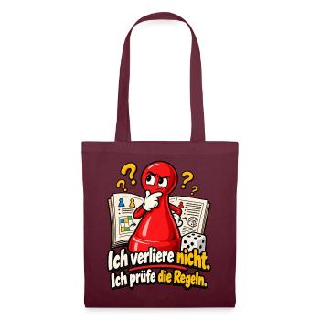 Lustiges Brettspiel Shirt - Ich prüfe die Regeln - Stoffbeutel - Burgunderrot - Vorne