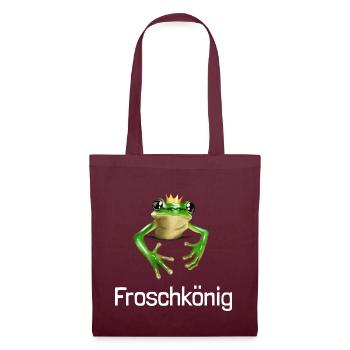 Froschkönig - Frosch mit Krone für Ihn - Stoffbeutel - Burgunderrot - Vorne