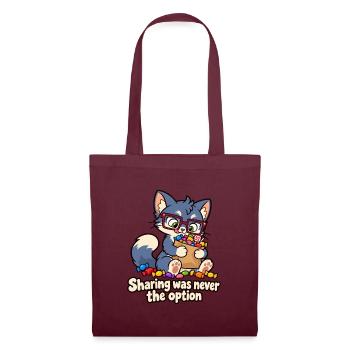 Teilen war nie die Option – Candy Cat - Stoffbeutel - Burgunderrot - Vorne