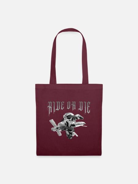 Skull_Ride_or_die - Stoffbeutel - Burgunderrot