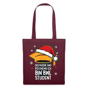 Gelfrisur Und Polohemd BWL Student Weihnachten - Stoffbeutel - Burgunderrot - Vorne