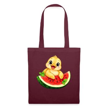 Süßes Küken Cartoon Sommer Melone - Stoffbeutel - Burgunderrot - Vorne