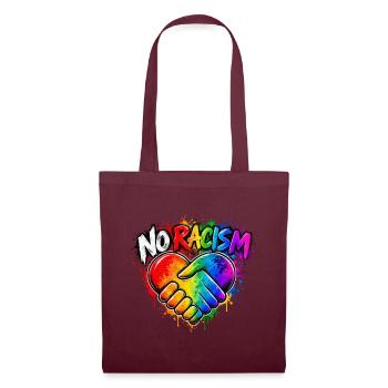 NoRassismus Regenbogen Herz-Hand - Stoffbeutel - Burgunderrot - Vorne